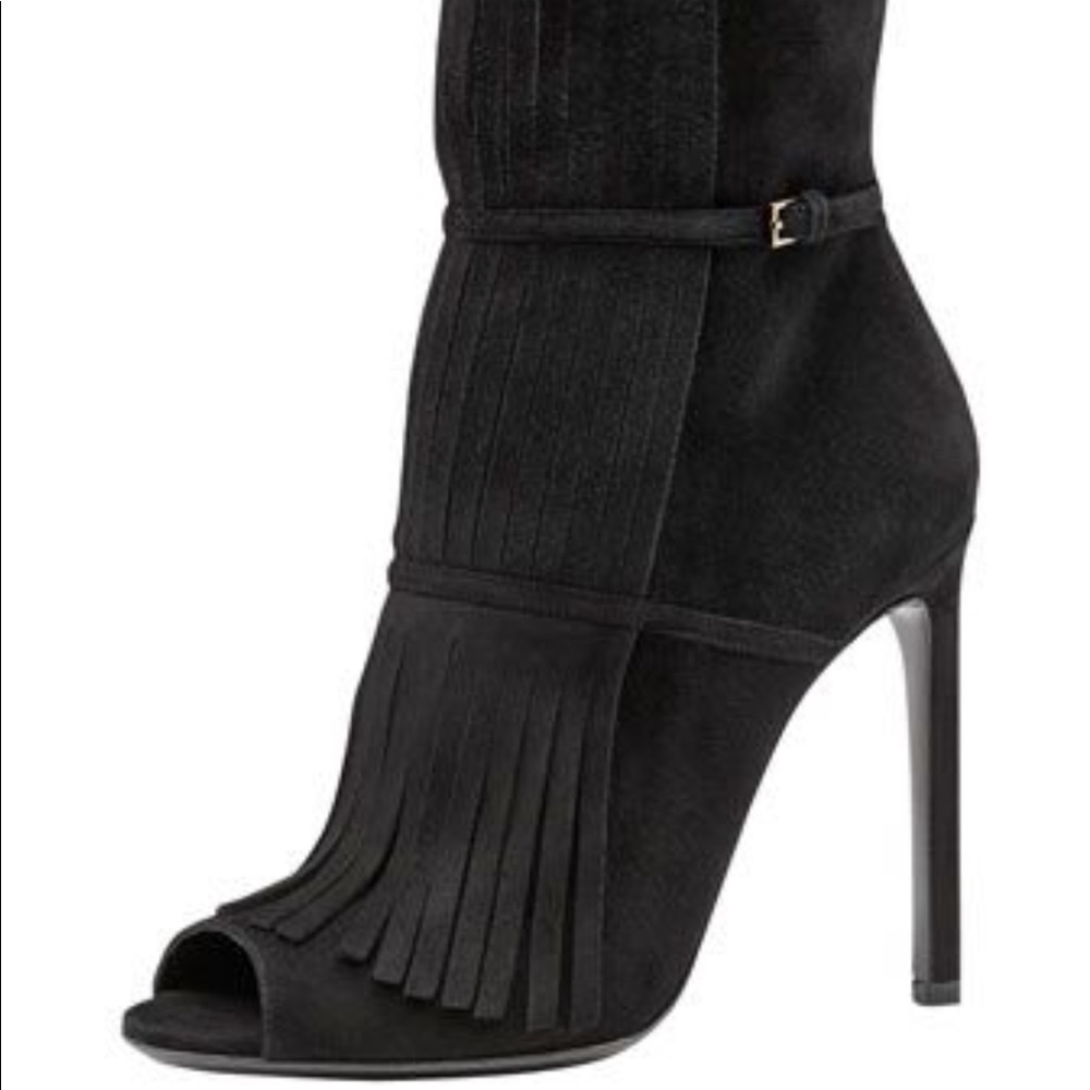 GUCCI BECKY FRINGE ANKLE BOOT, BLACK - Picture 1 of 7